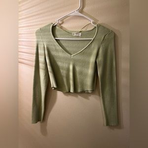 Light green cropped long sleeve top